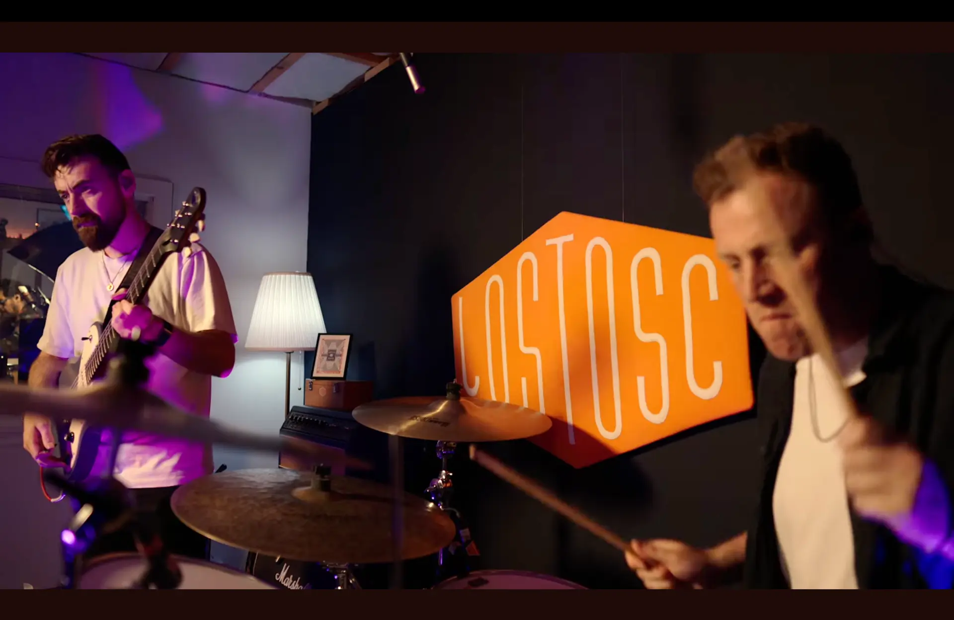 Musicians recording in the live room at Lost Oscillation