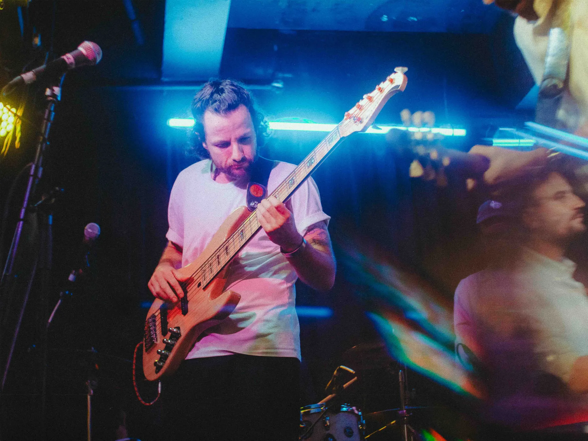 Jack playing bass live at the Jazz Bar