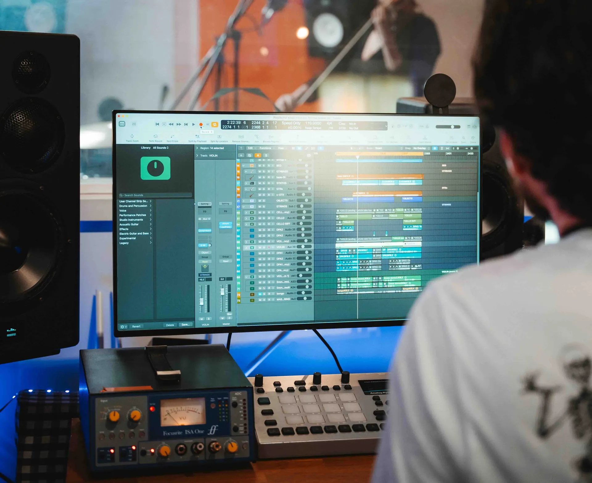A music production session in Logic at Lost Oscillation